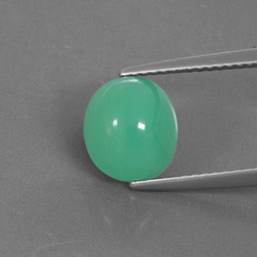 Crisoprásio verde natural 2,52ct, corte oval, opaco