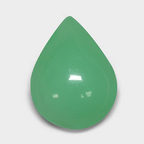 Crisoprásio Verde amarelado Natural 6.26ct, Formato de pêra, Translúcido