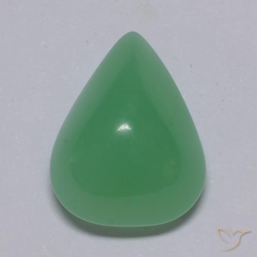 Crisoprásio verde natural 6,86ct, formato de pêra, translúcido