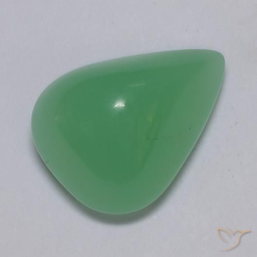 Crisoprásio verde natural 6,86ct, formato de pêra, translúcido