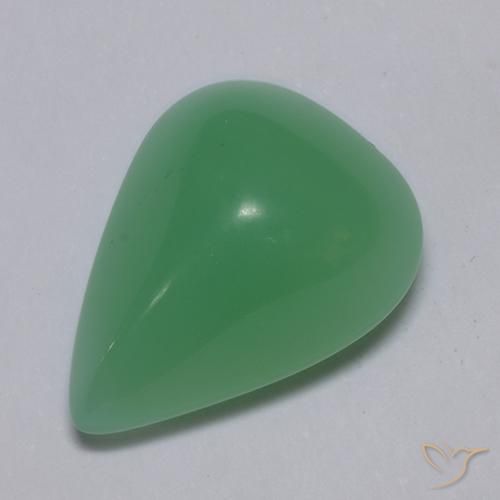 Crisoprásio verde natural 6,86ct, formato de pêra, translúcido