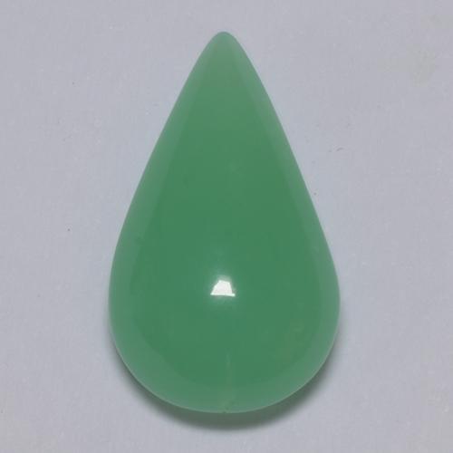 Crisoprásio verde natural 5,70ct, formato de pêra, translúcido