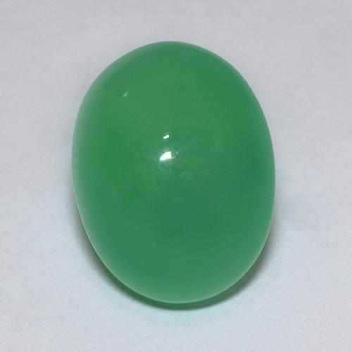 Crisoprásio verde amarelado natural 9,66ct, corte oval, translúcido