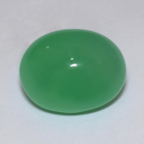 Crisoprásio verde amarelado natural 9,66ct, corte oval, translúcido