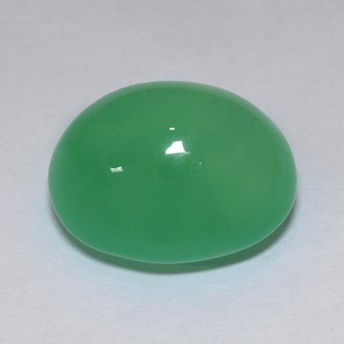 Crisoprásio verde amarelado natural 9,66ct, corte oval, translúcido