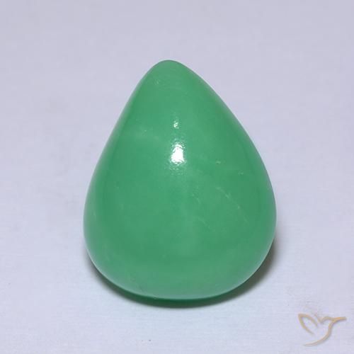 Crisoprásio verde natural 7,53ct, formato de pêra, opaco