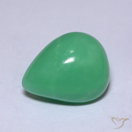 Crisoprásio verde natural 7,53ct, formato de pêra, opaco