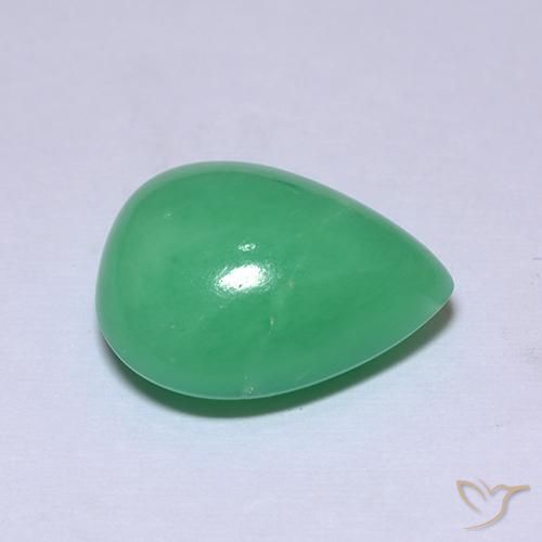 Crisoprásio verde natural 7,53ct, formato de pêra, opaco