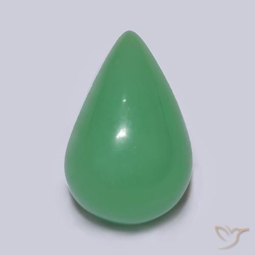 Crisoprásio verde natural 4,74ct, formato de pêra, translúcido