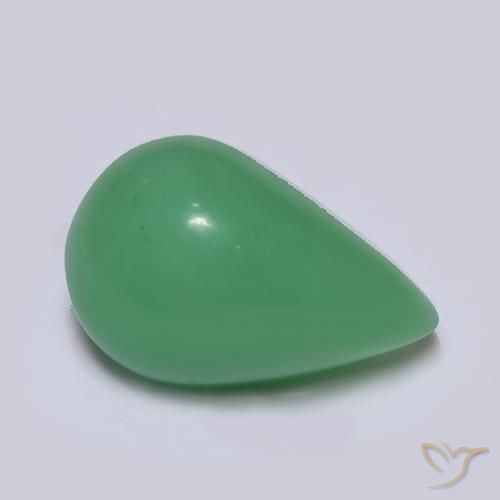 Crisoprásio verde natural 4,74ct, formato de pêra, translúcido