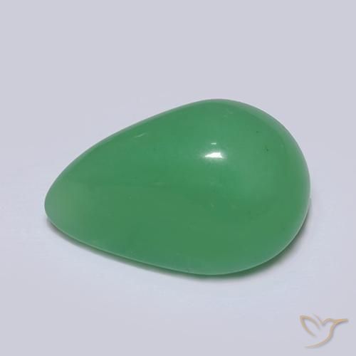 Crisoprásio verde natural 4,74ct, formato de pêra, translúcido