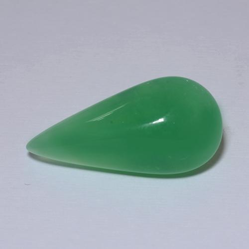 Crisoprásio verde natural 5,89ct, formato de pêra, translúcido