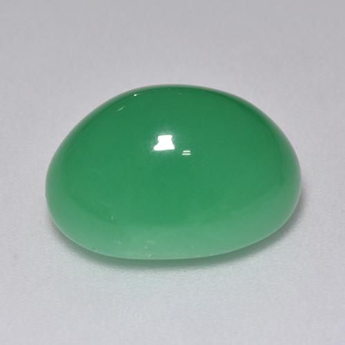Crisoprásio verde natural 9,40ct, corte oval, translúcido