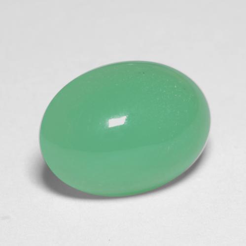 Crisoprásio verde natural 5,45ct, corte oval, translúcido