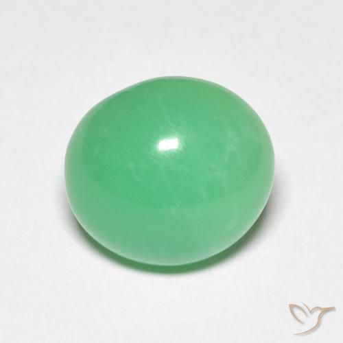 Crisoprásio verde natural 3,38ct, corte oval, opaco