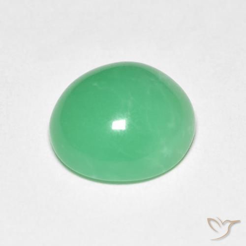 Crisoprásio verde natural 3,38ct, corte oval, opaco