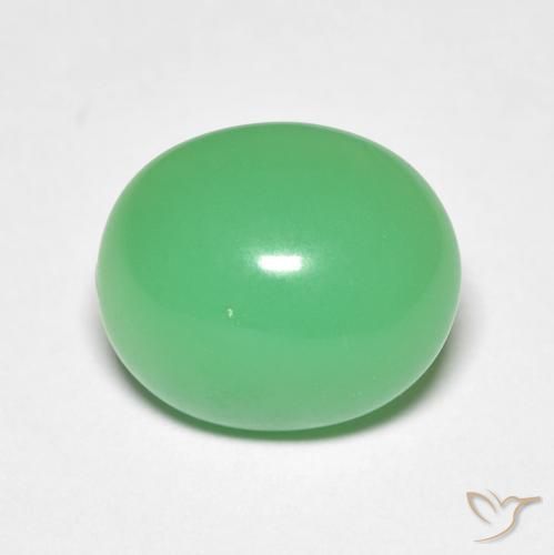 Crisoprásio verde natural 5,20ct, corte oval, opaco
