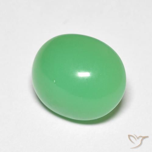 Crisoprásio verde natural 5,20ct, corte oval, opaco
