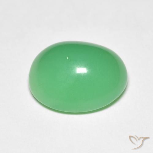 Crisoprásio verde natural 5,20ct, corte oval, opaco