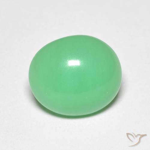 Crisoprásio verde natural 4,02ct, corte oval, opaco