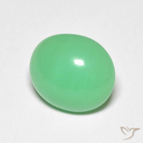Crisoprásio verde natural 4,02ct, corte oval, opaco