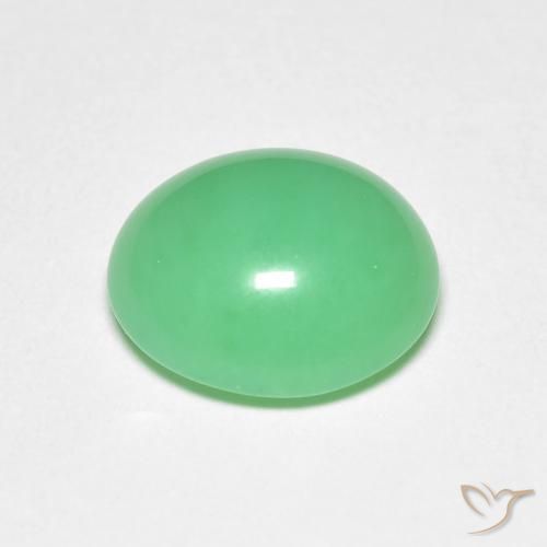Crisoprásio verde natural 4,02ct, corte oval, opaco