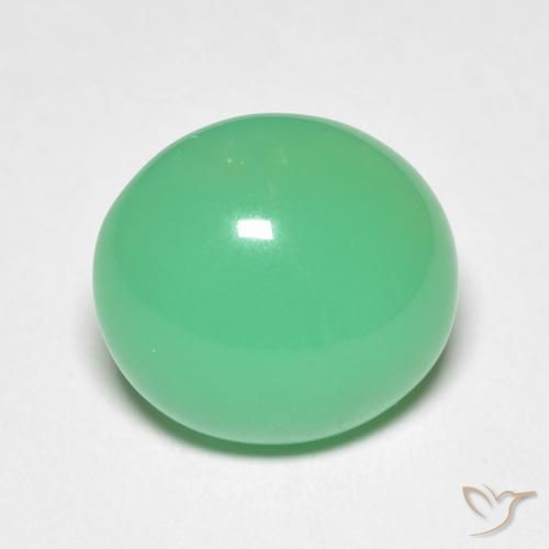 Crisoprásio verde natural 5,50ct, corte oval, opaco