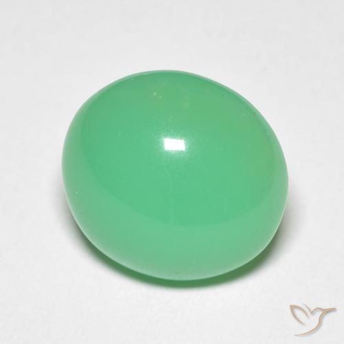 Crisoprásio verde natural 5,50ct, corte oval, opaco