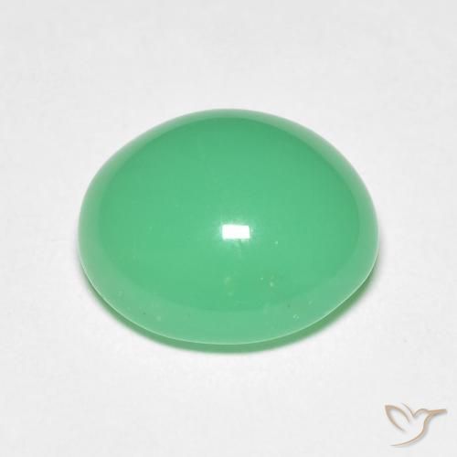 Crisoprásio verde natural 5,50ct, corte oval, opaco