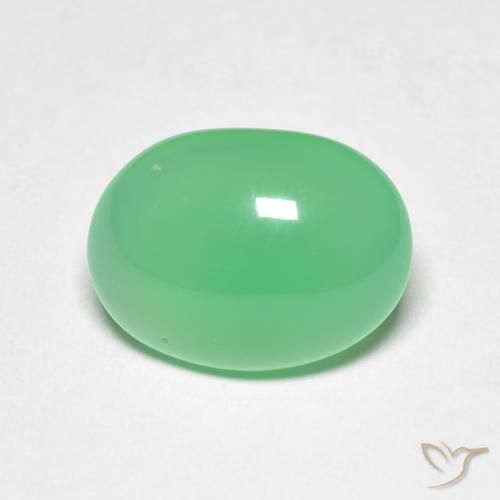 3.71ct Natural Luz verde Crisoprásio, oval, Translúcido