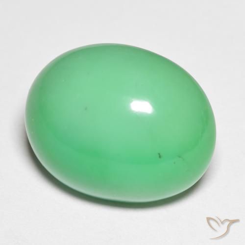 Crisoprásio verde natural 15,90ct, corte oval, opaco