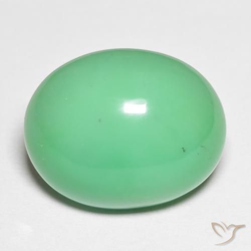 Crisoprásio verde natural 15,90ct, corte oval, opaco