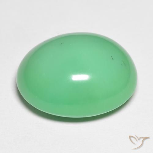 Crisoprásio verde natural 15,90ct, corte oval, opaco