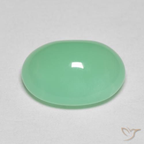 Crisoprásio samambaia verde claro natural 4,97ct, corte oval, opaco