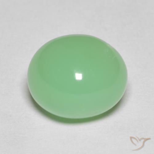 Crisoprásio verde natural 4,85ct, corte oval, opaco