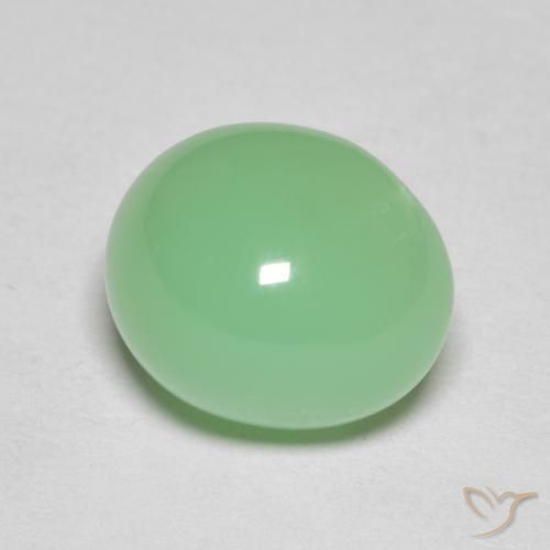 Crisoprásio verde natural 4,85ct, corte oval, opaco