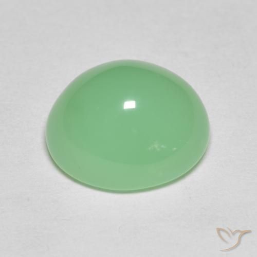 Crisoprásio verde natural 4,85ct, corte oval, opaco