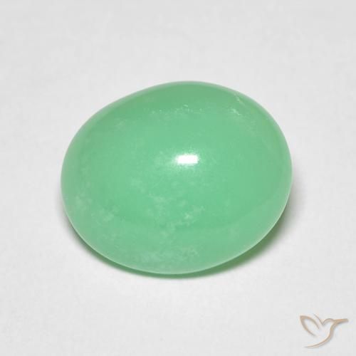 Crisoprásio verde natural 3,34ct, corte oval, transparente