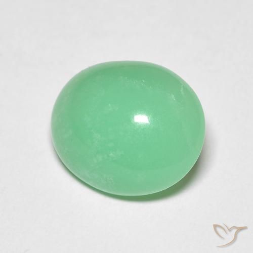Crisoprásio verde natural 3,34ct, corte oval, transparente