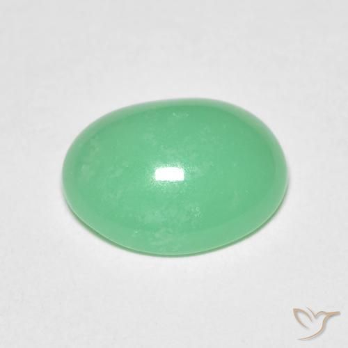 Crisoprásio verde natural 3,34ct, corte oval, transparente