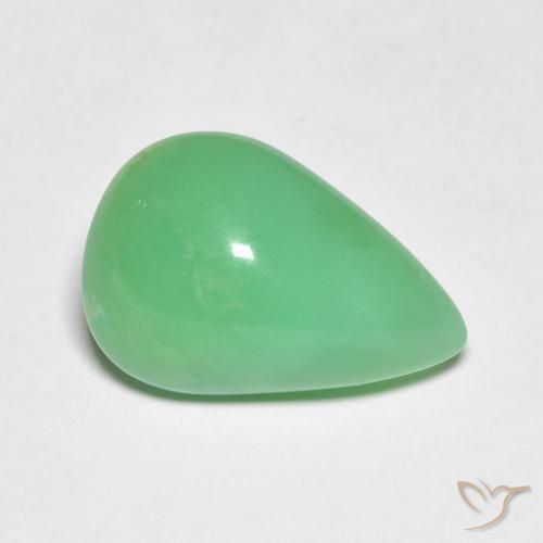Crisoprásio verde natural 5,19ct, formato de pêra, opaco