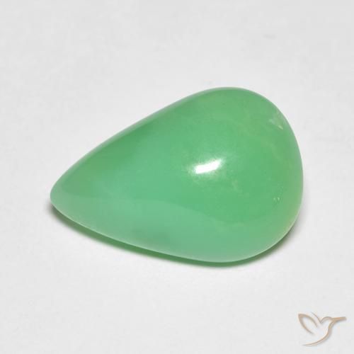 Crisoprásio verde natural 5,19ct, formato de pêra, opaco