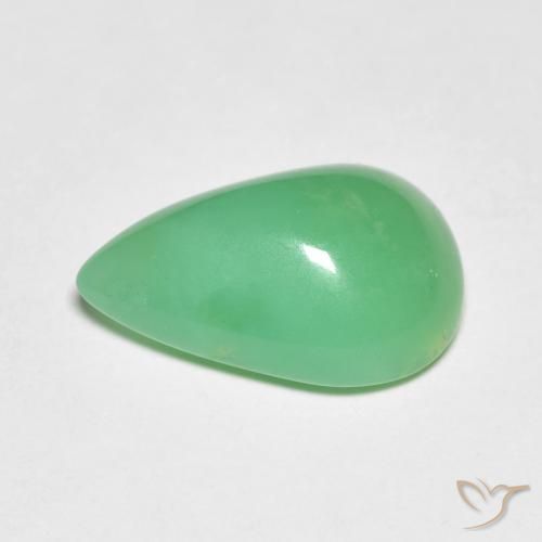 Crisoprásio verde natural 5,19ct, formato de pêra, opaco