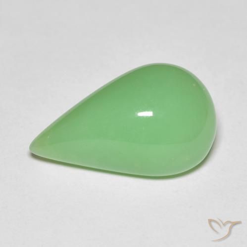 Crisoprásio verde natural 6,89ct, formato de pêra, opaco