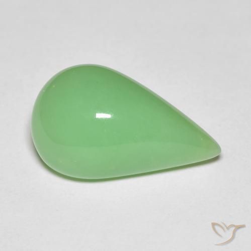 Crisoprásio verde natural 6,89ct, formato de pêra, opaco