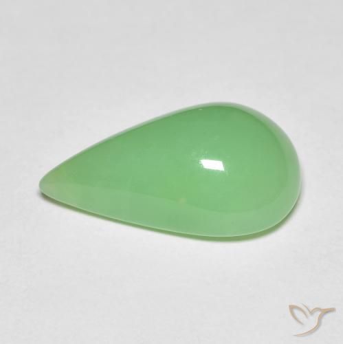 Crisoprásio verde natural 6,89ct, formato de pêra, opaco