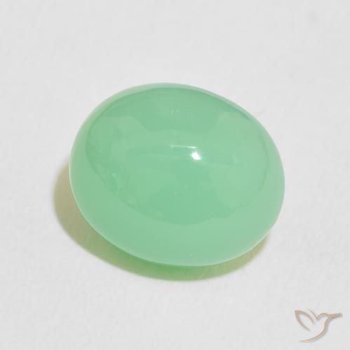 Crisoprásio Luz verde Natural 5.14ct, oval, Opaco