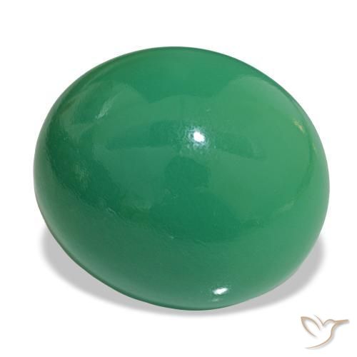 Crisoprásio verde natural 21,75ct, corte oval, opaco