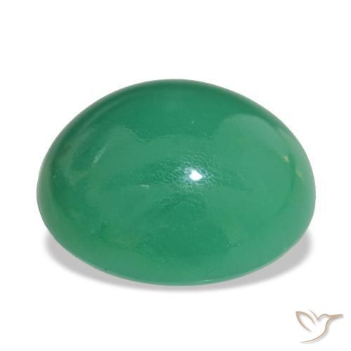 Crisoprásio verde natural 21,75ct, corte oval, opaco