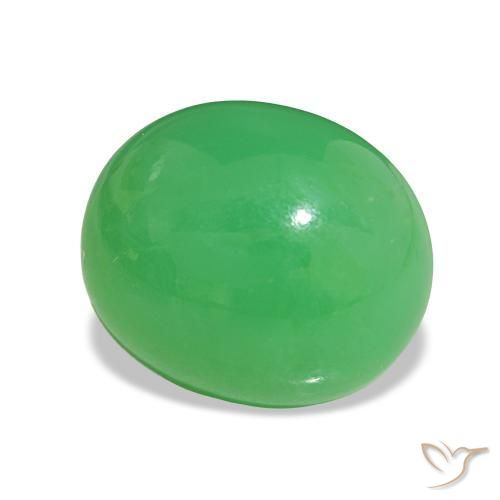 Crisoprásio Verde médio Natural 6.97ct, Corte Oval, Opaco